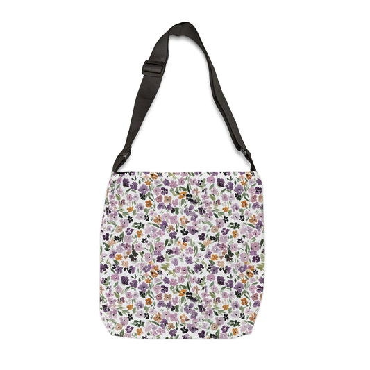 Ditsy Floral Lavender Pansy Adjustable Tote Bag All-Over Print