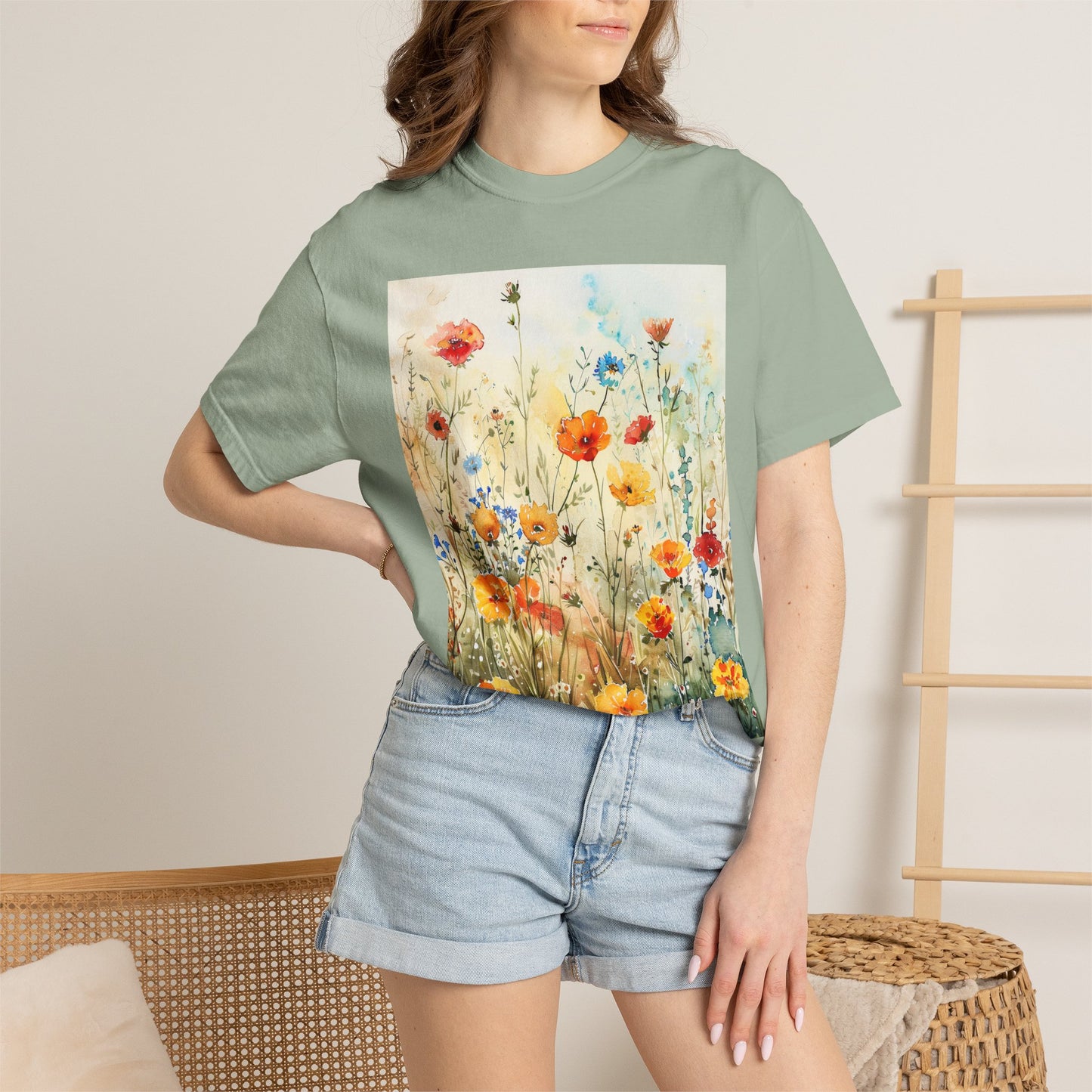Floral Meadow T-Shirt Watercolor Wildflower Graphic Tee