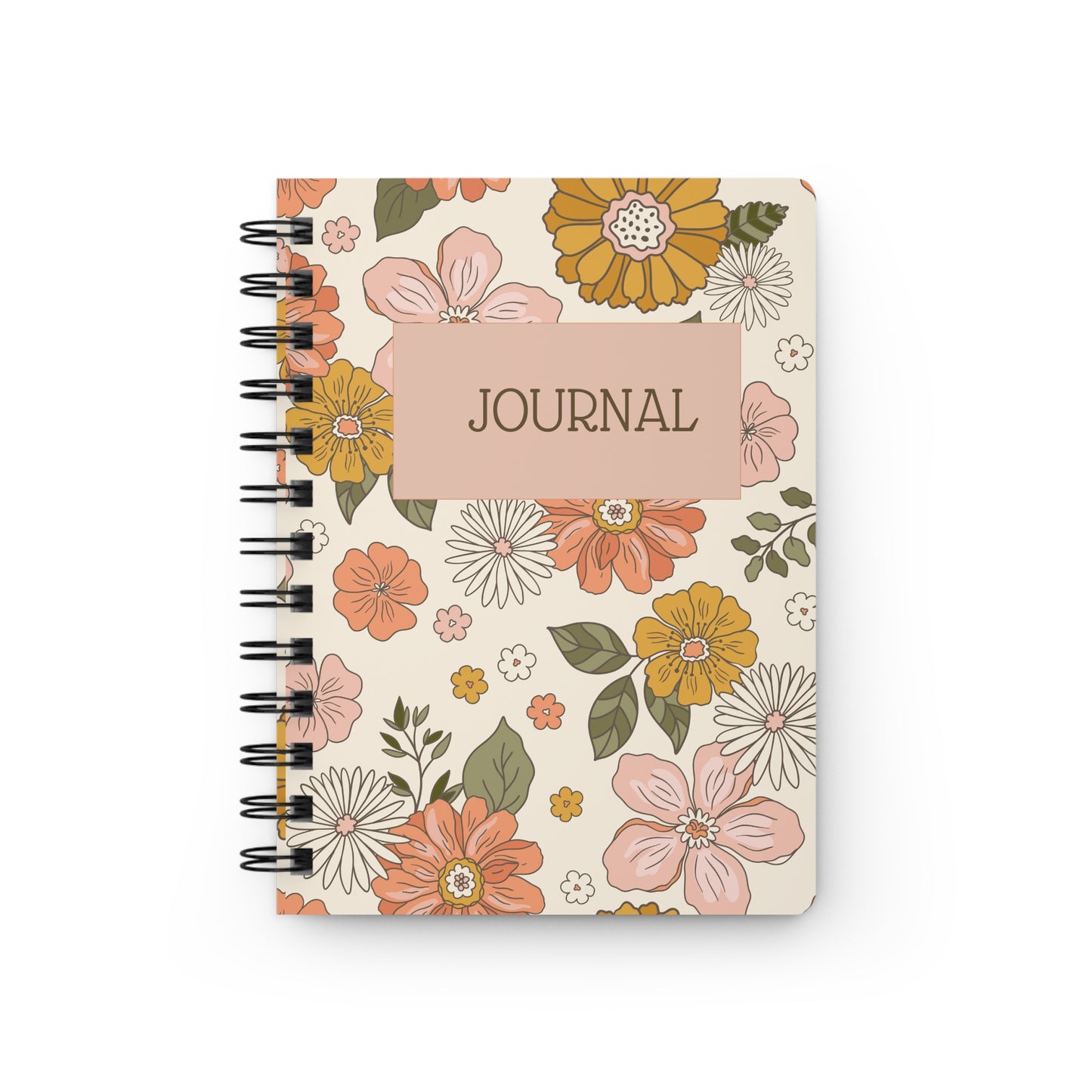 Warm Floral Spiral Journal Vintage Notebook Gift