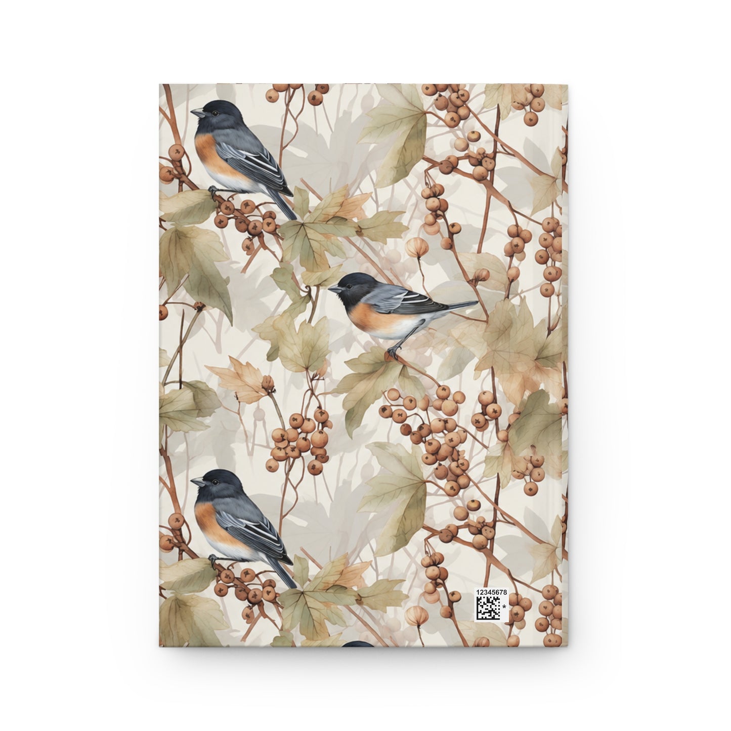 Bird & Berries Hardcover Journal — Watercolor Chickadee Nature Notebook