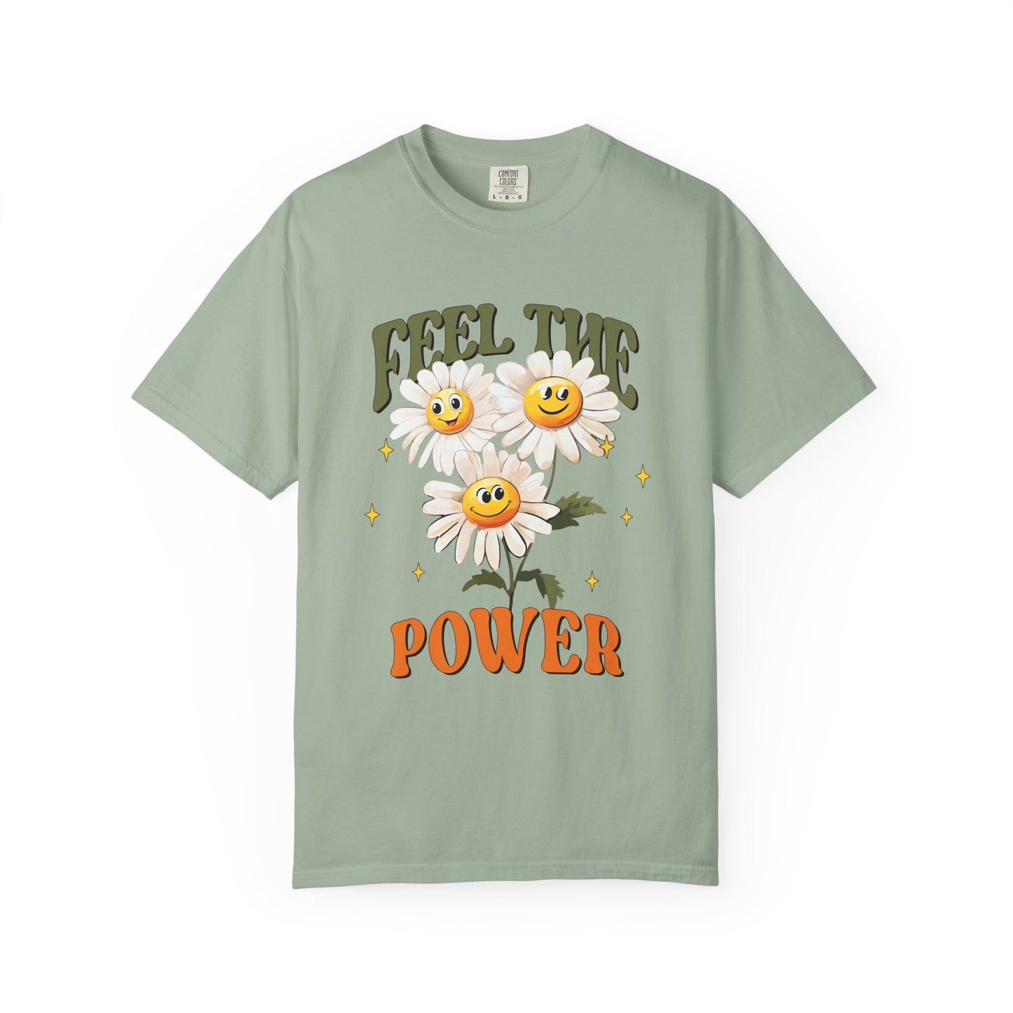 Feel the Power Daisy T-Shirt — Retro Smiley Flower Graphic Tee
