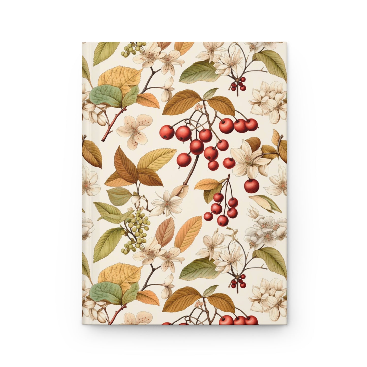 Botanical Berry Hardcover Journal — Vintage Floral Notebook for Notes & Journaling