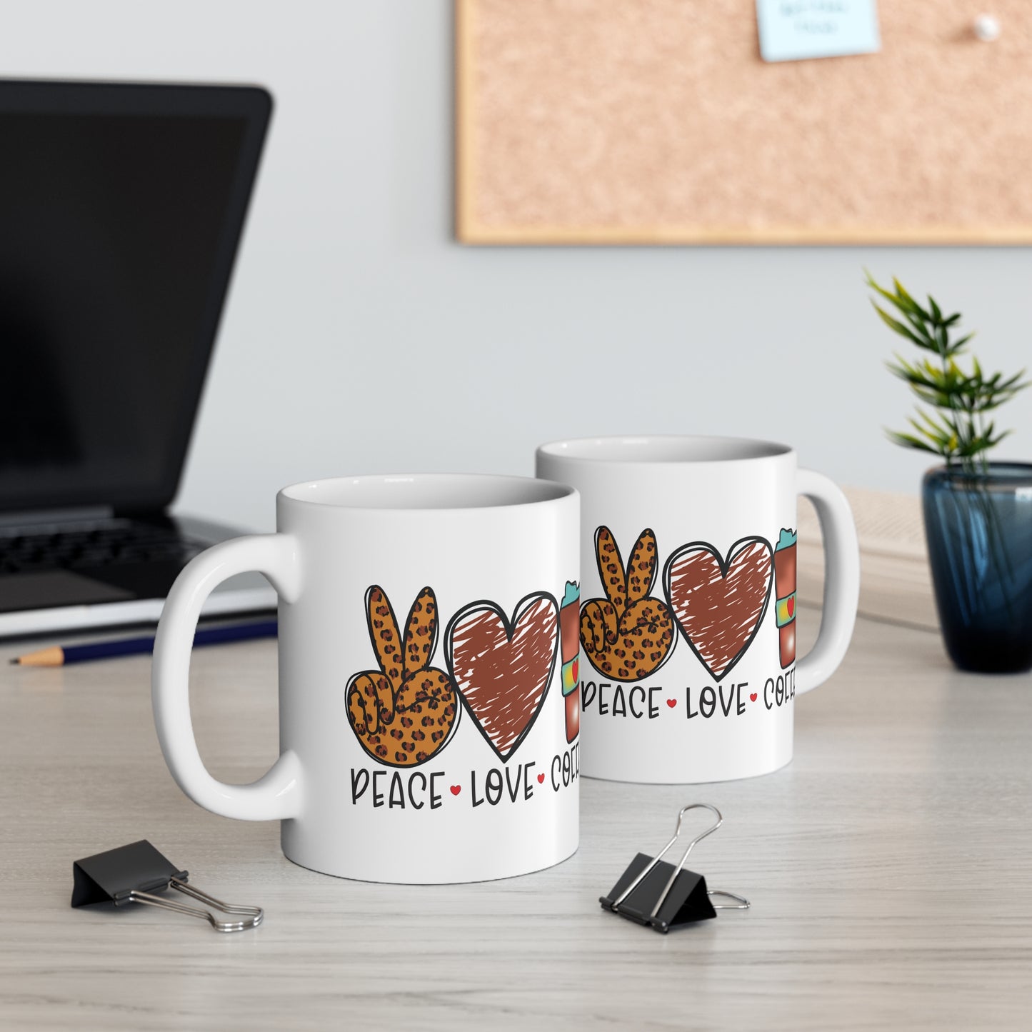 Peace • Love • Coffee Leopard Print Mug