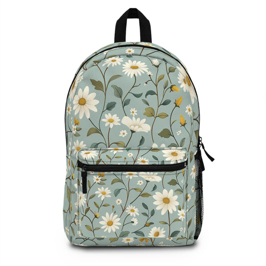 Watercolor Ditsy Floral Vintage Blue Backpack Bag Womens