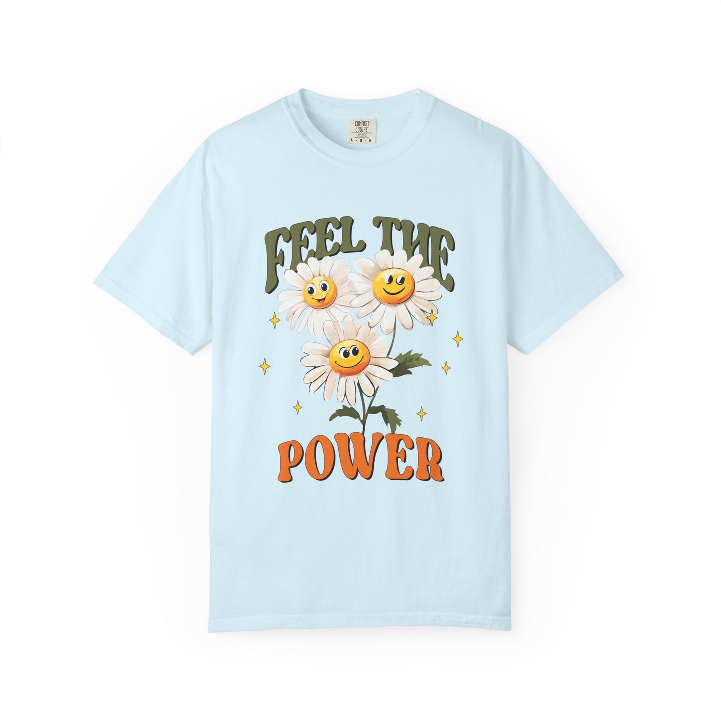Feel the Power Daisy T-Shirt — Retro Smiley Flower Graphic Tee