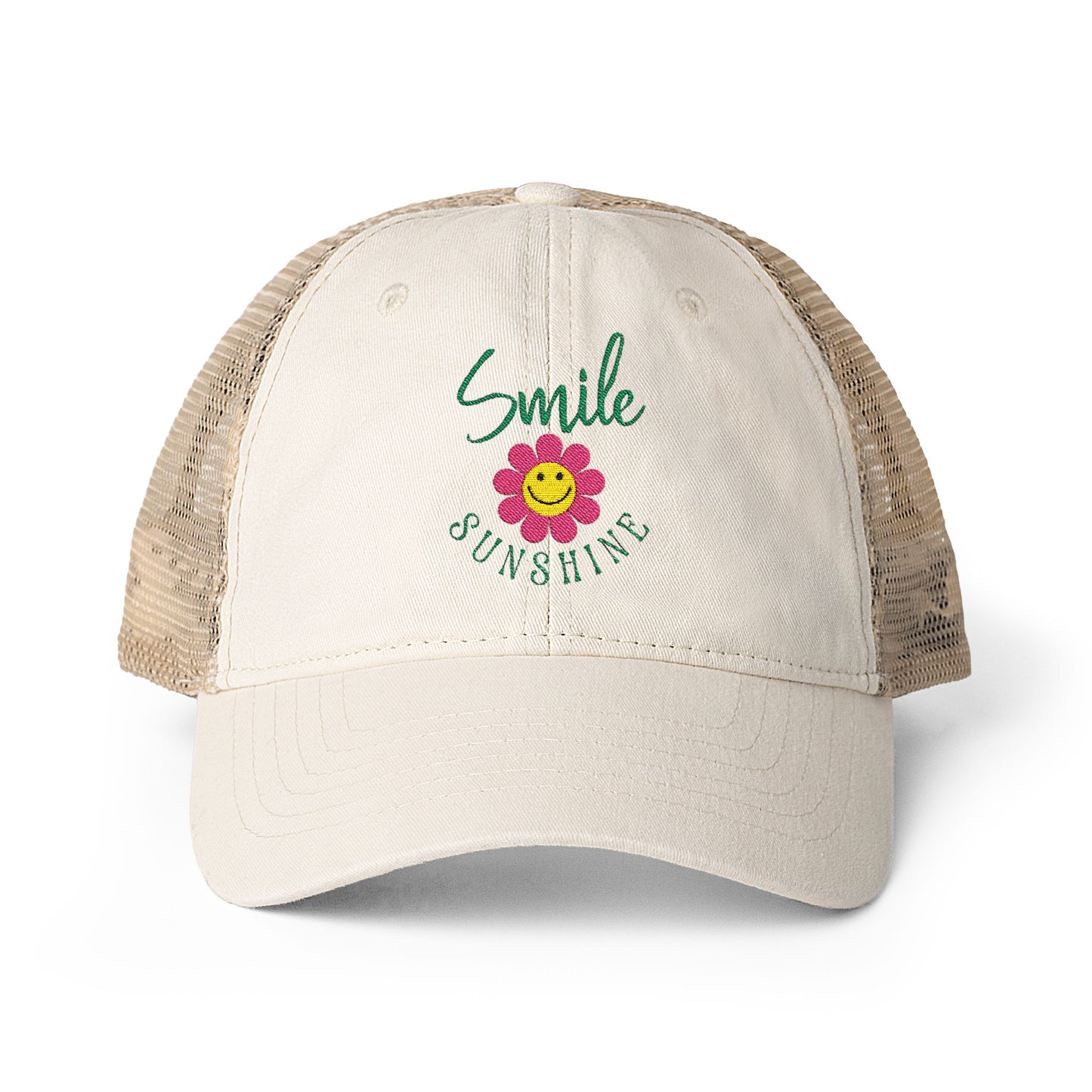 Inspirational Attitude Embroidered Women's Washed Mesh-Back Cap
