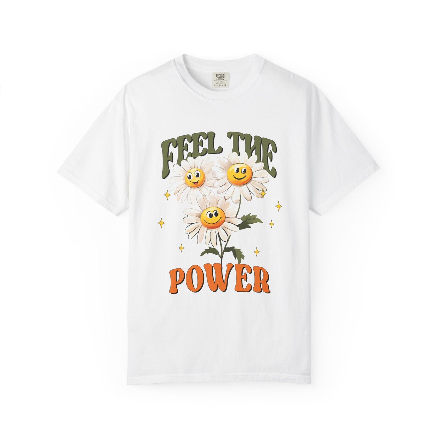 Feel the Power Daisy T-Shirt — Retro Smiley Flower Graphic Tee