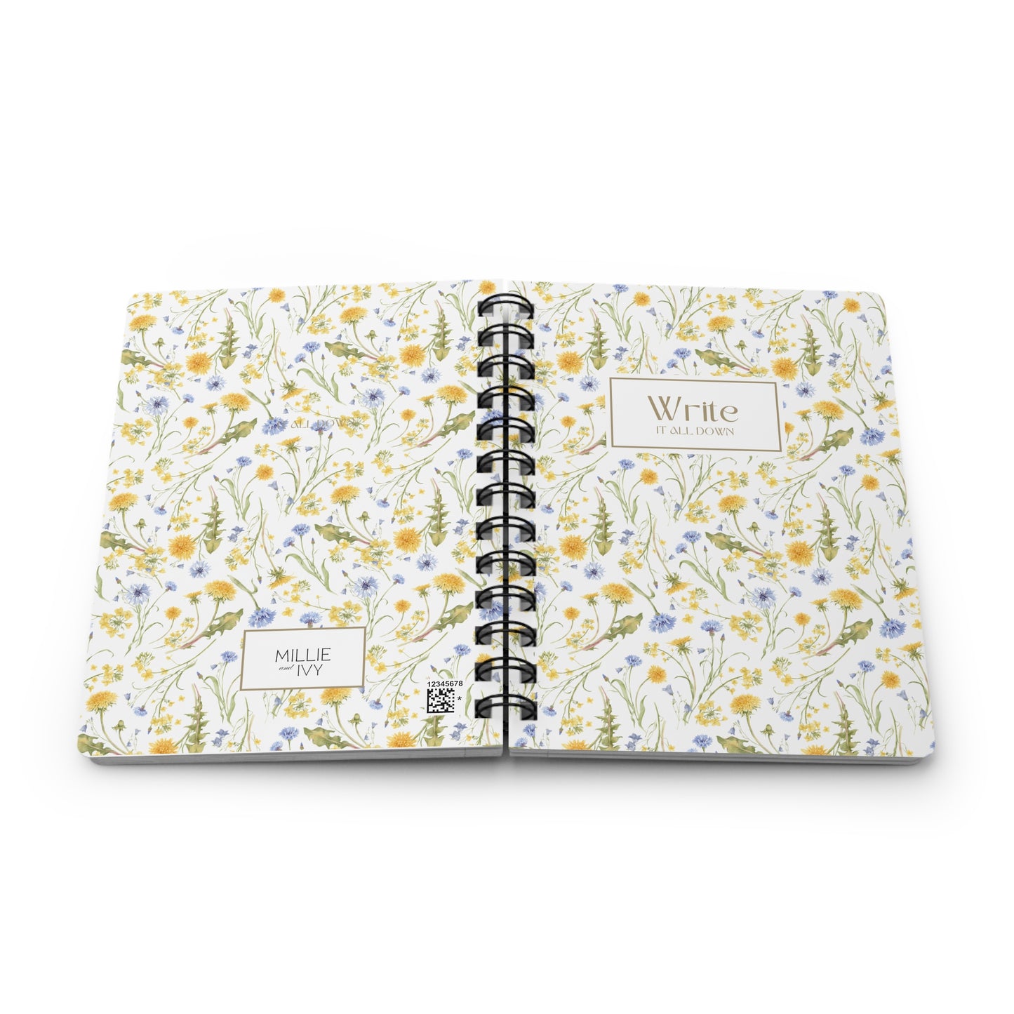 Floral Wildflower "Write It All Down" Spiral Journal Gift