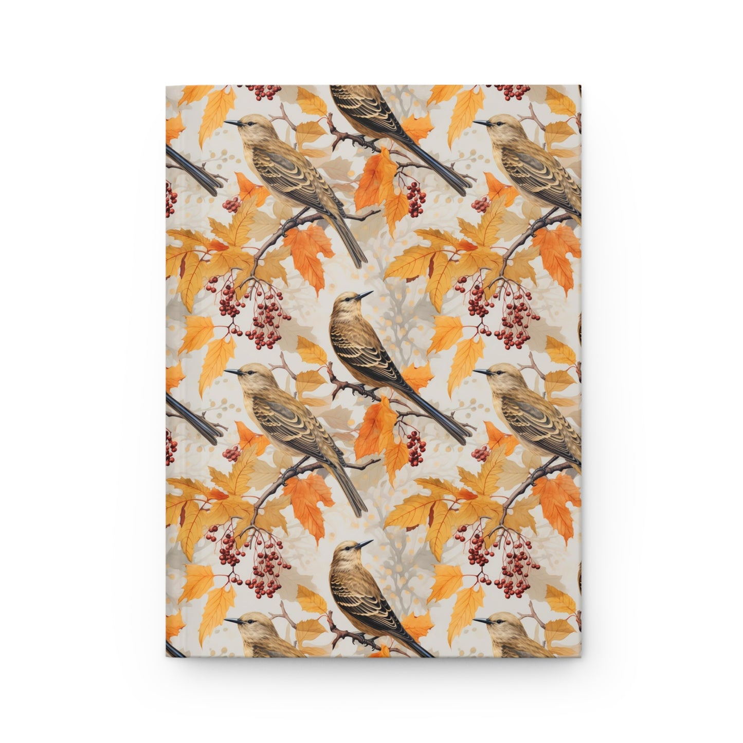 Autumn Finch Hardcover Journal — Watercolor Songbird & Fall Leaves Notebook