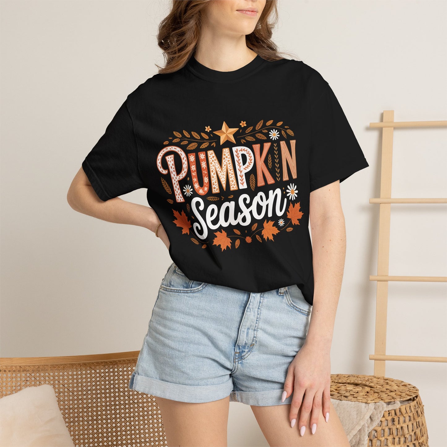 Pumpkin Season T-Shirt — Fall Leaves & Cozy Autumn Graphic Tee