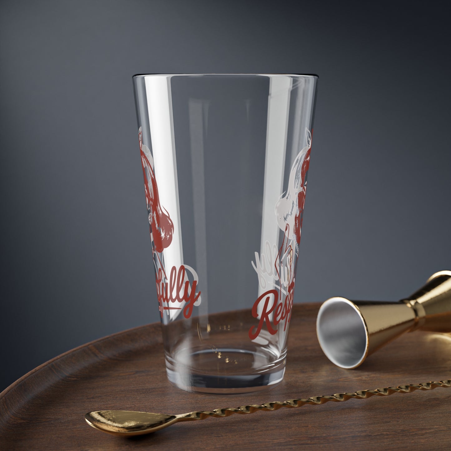 Funny Vintage "Respectfully" Mixing Glass (16oz.)