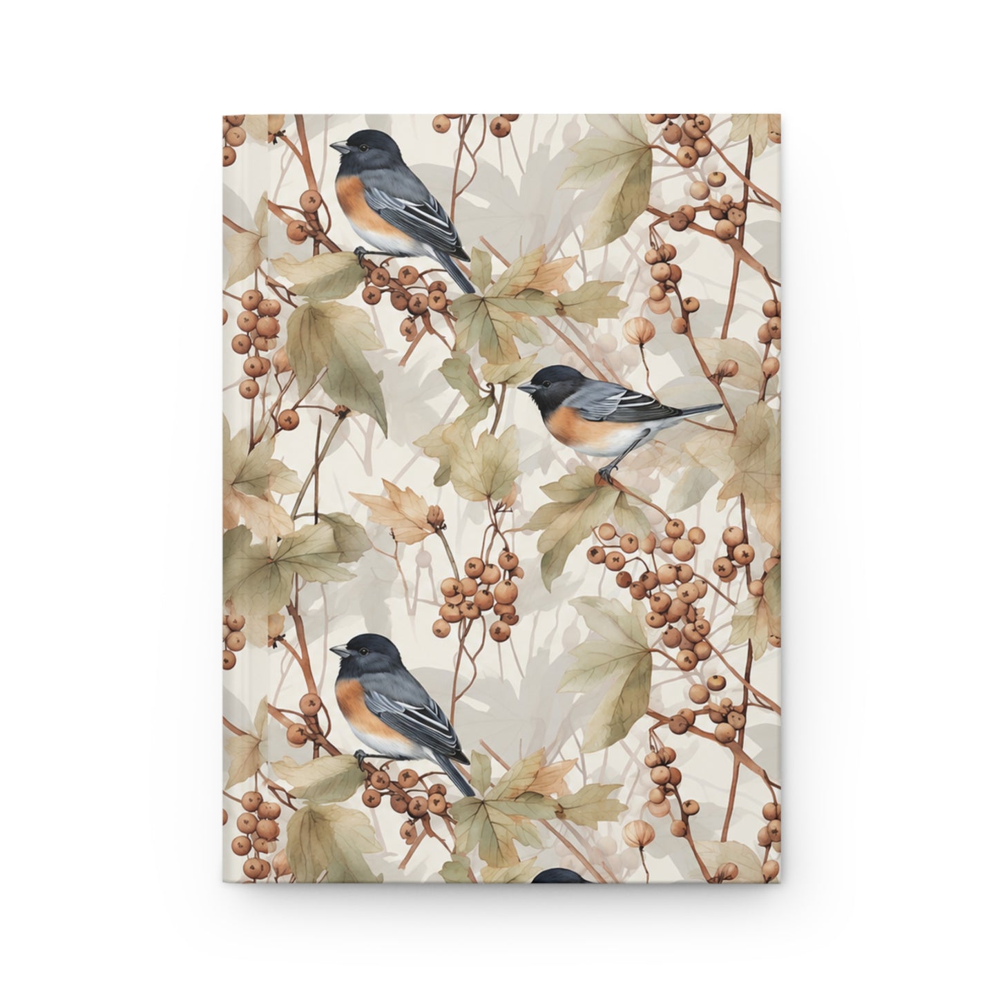 Bird & Berries Hardcover Journal — Watercolor Chickadee Nature Notebook