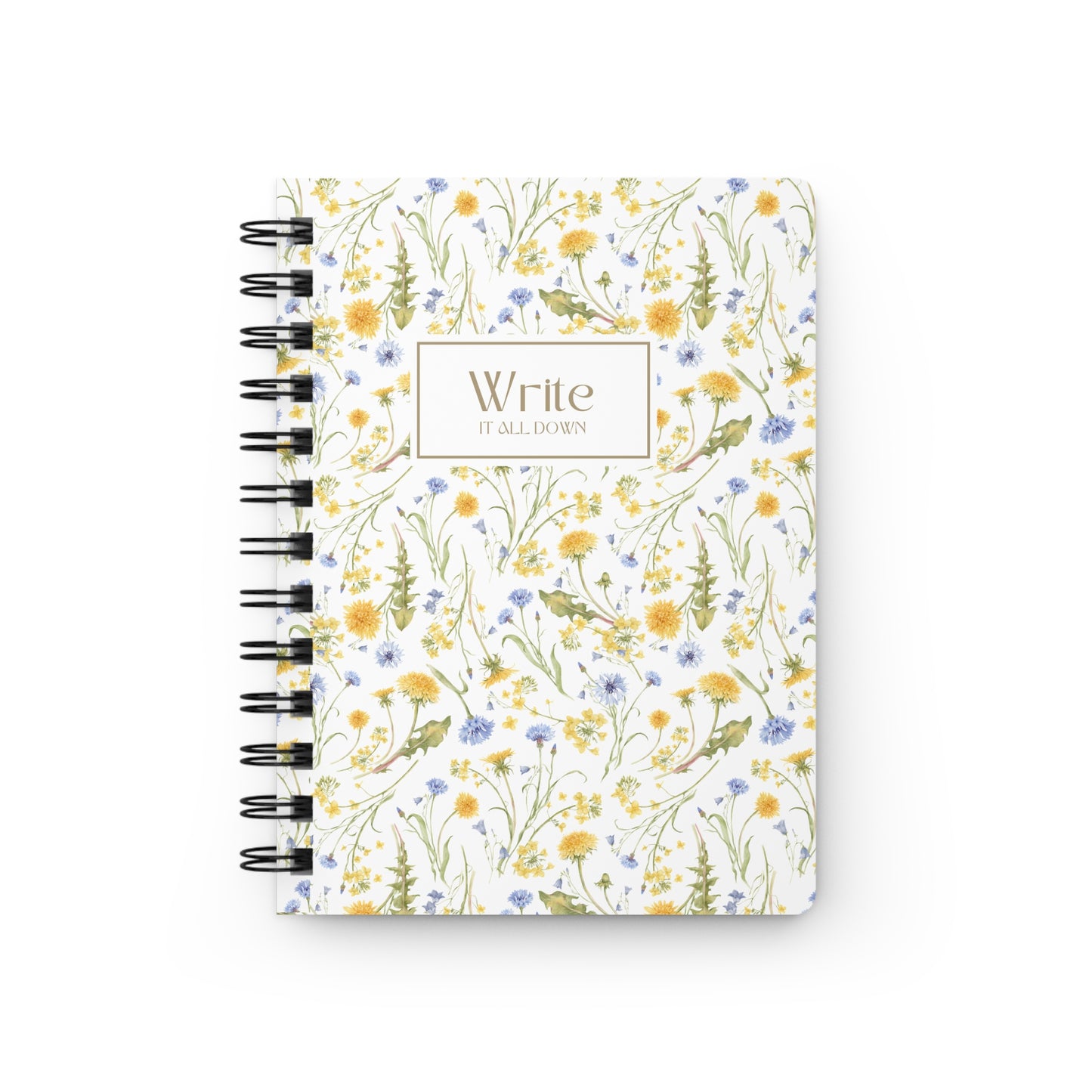 Floral Wildflower "Write It All Down" Spiral Journal Gift