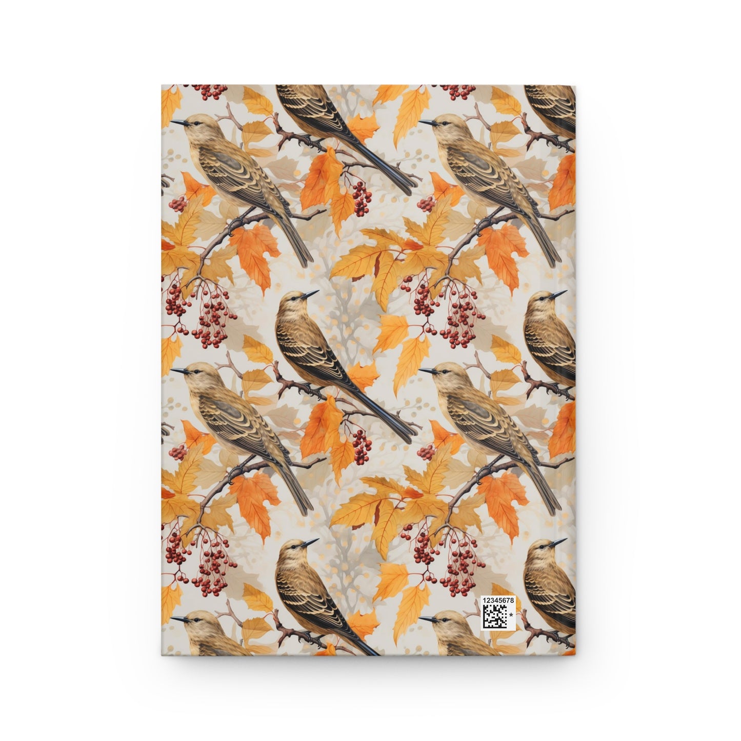 Autumn Finch Hardcover Journal — Watercolor Songbird & Fall Leaves Notebook