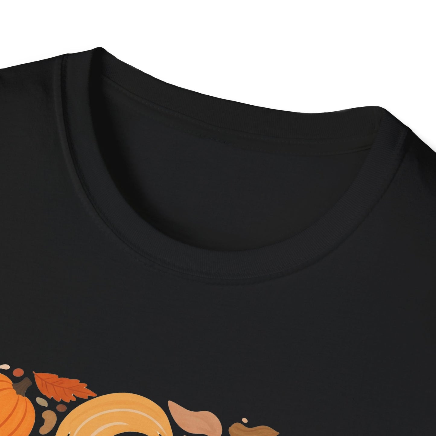 Graphic Autumn Harvest T-Shirt — Fall Leaves & Pumpkins Floral Tee