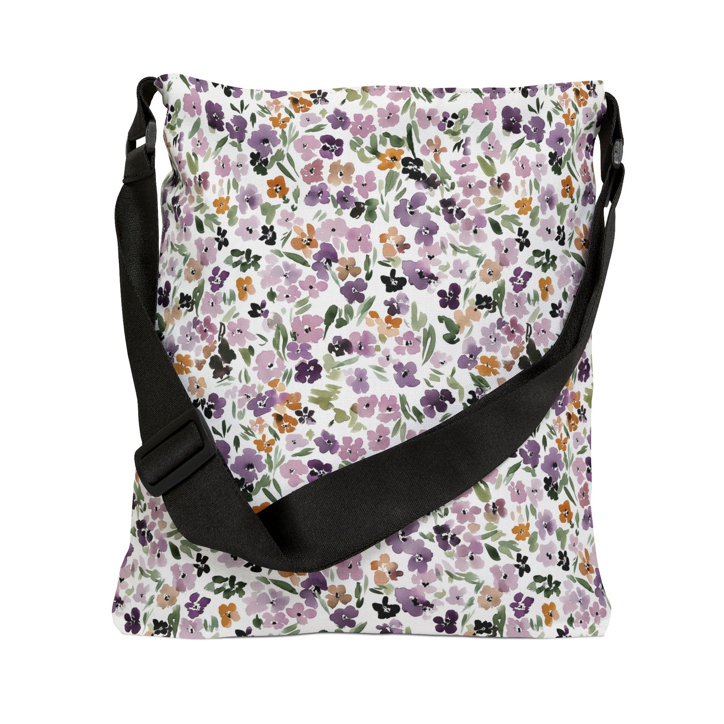 Ditsy Floral Lavender Pansy Adjustable Tote Bag All-Over Print