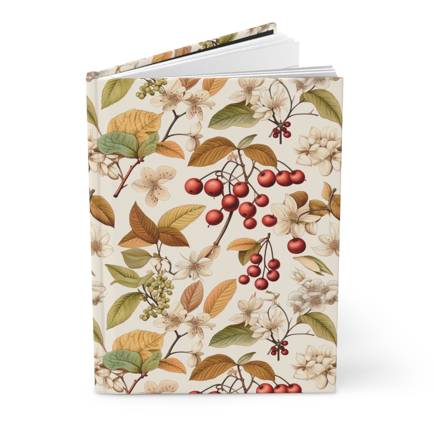 Botanical Berry Hardcover Journal — Vintage Floral Notebook for Notes & Journaling