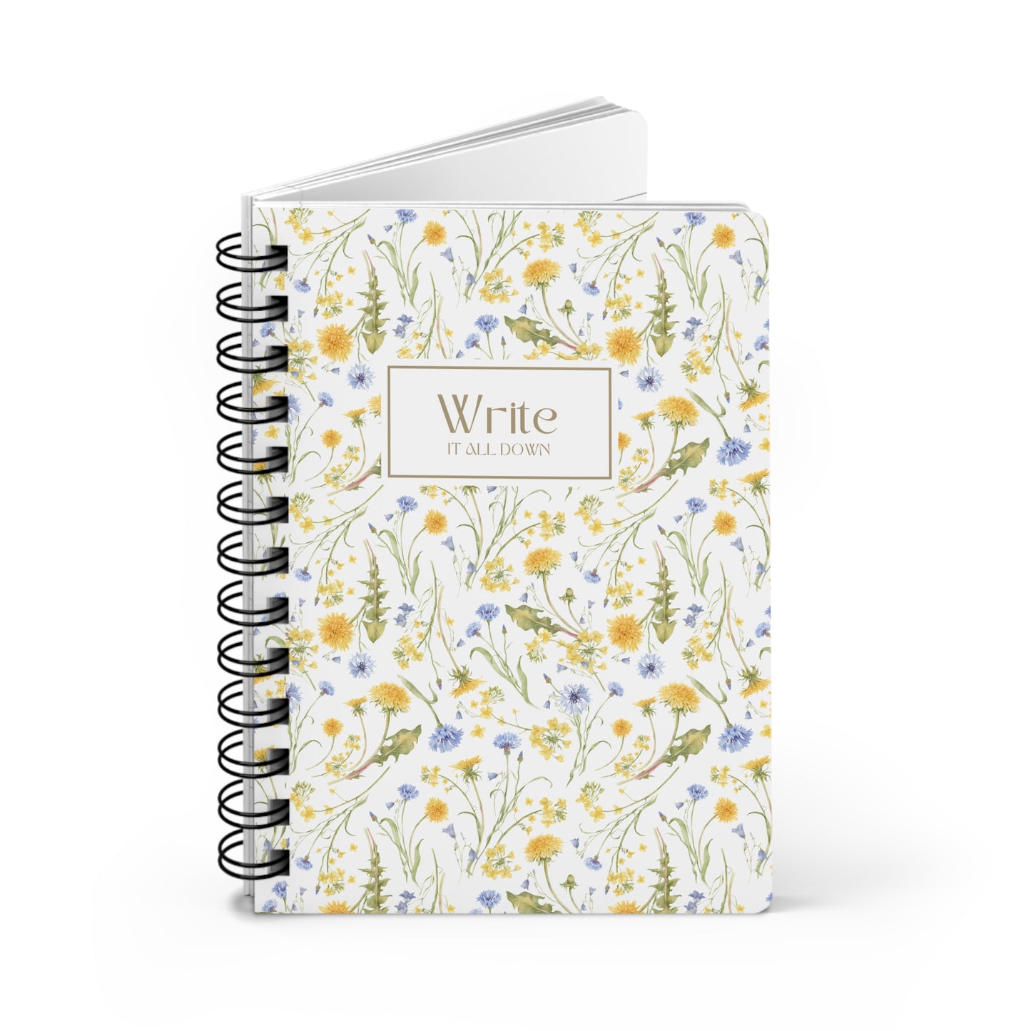 Floral Wildflower "Write It All Down" Spiral Journal Gift