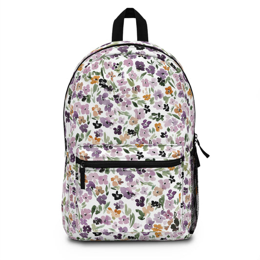Watercolor Ditsy Floral Vintage Look Backpack Bag Womens