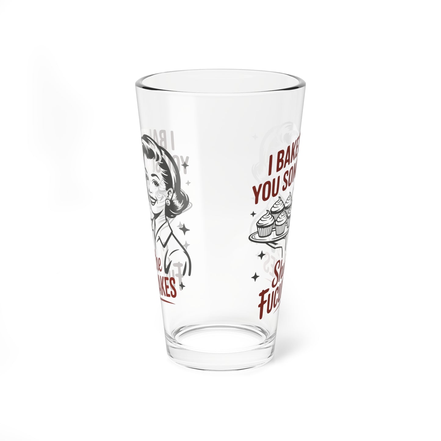 Funny Vintage "I Baked You Some Shut the Fucupcakes" Mixing Glass (16oz.)
