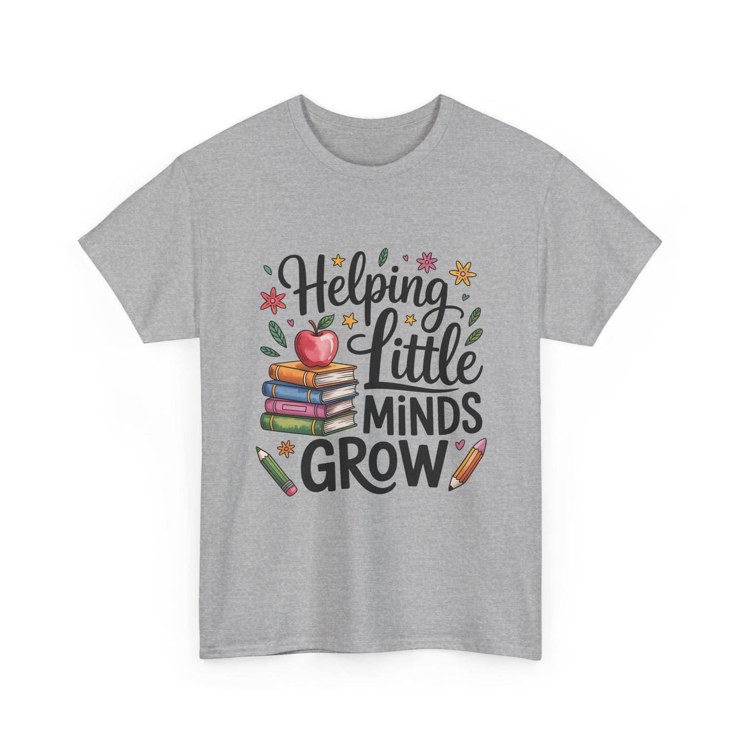 "Helping Little Minds Grow" Teacher Unisex Heavy Cotton Tee