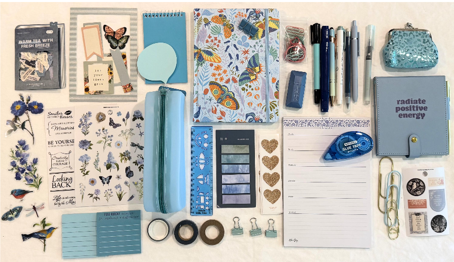Blue Stationery Bundle Box: Journals, Pens, Stickers, Planner Supplies