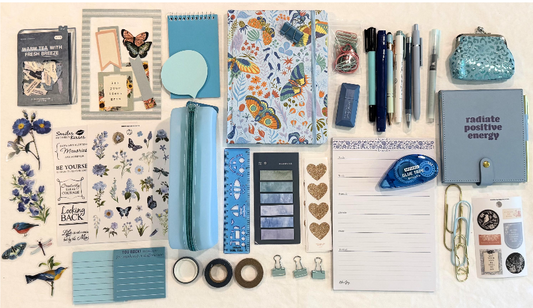 Blue Stationery Bundle Box: Journals, Pens, Stickers, Planner Supplies