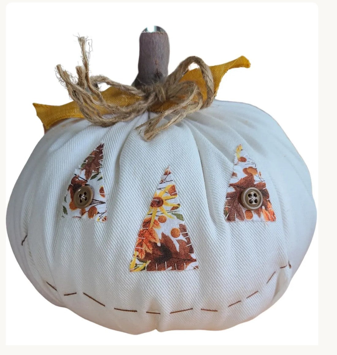 Handmade White Jack-o-lantern Pumpkin Shelf Countertop Couch Sitter Decor