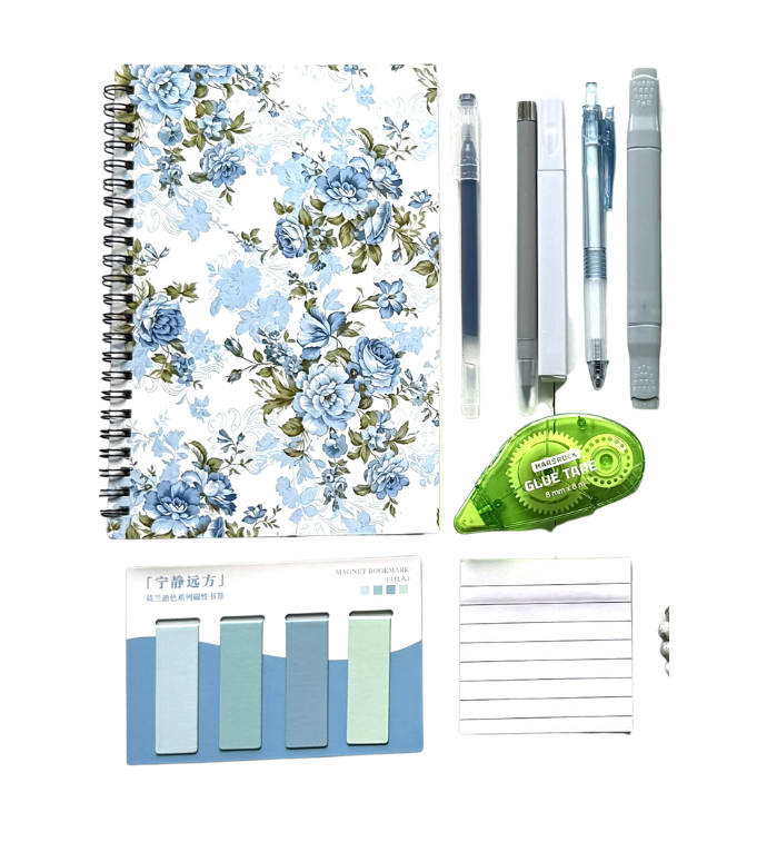Lovely Blue Floral Journal Stationery Gift Set