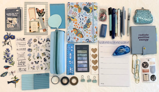 Blue Stationery Bundle Box: Journals, Pens, Stickers, Planner Supplies